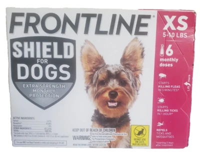 Tratamiento antipulgas y garrapatas Frontline Shield para perros XS (5-10 libras 6 dosis) Foto 1 de 2