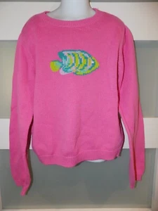 Lilly Pulitzer Fish Pink Pullover Sweater Size 10 Girl's White Label HTF RARE  - Picture 1 of 3