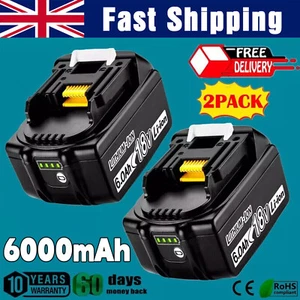 π₯2 Pack 6.0Ah For Makita 18V Battery Li-Ion BL1830 BL1850 BL1860 BL1840 LXT LED - Picture 1 of 7