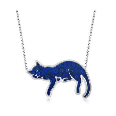 Collar colgante NanoStyle de plata esterlina 925 para gato negro para mujer para... Foto 1 de 4