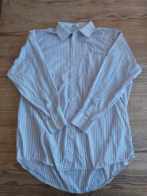 Vtg Burberry London Button Down Shirt White Red Stripes Mens Sz 17 1/2 X 34 USA - Image 1 of 4