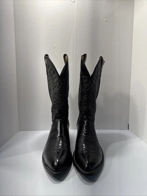 Botas de Vaquero Wrangler Para Hombre 10D Cuero Negro Hechas en EE. UU. Puntera Punta Occidental Foto 1 de 4