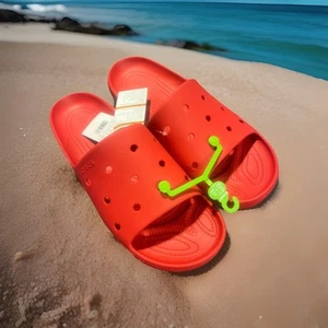 Mens Shoes - Crocs SZ -15 US NWT- Model# 209401-6CW- Classic Slide V2- Color Red - Picture 1 of 5