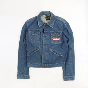Chaqueta vaquera vintage Wrangler talla 38 parche equipo carreras años 70 - Imagen 1 de 13