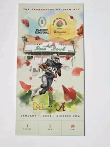 2023-24 Michigan vs Alabama Rose Bowl Game Ticket Wolverines Crimson Tide Mint - Picture 1 of 11
