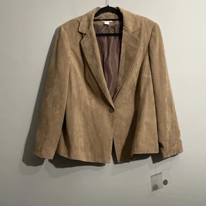 Dressbarn Damen Blazer braun weiches Wildlederimitat 20W - gefüttert Übergröße Jacke - Bild 1 von 8