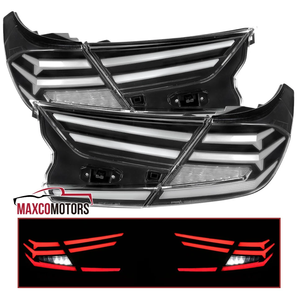 Black Tail Lights Fits 2018-2022 Honda Accord Sedan LED Sequential Signal Lamps Foto 1 de 4