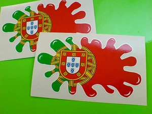 PORTUGAL / PORTUGUESE Flag Splat Van Car Motorcycle Stickers Decals 2 off 100mm - Picture 1 of 1