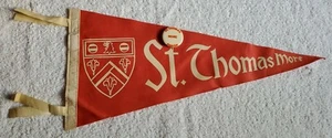Vintage St. Thomas More Felt Pennant American Knitwear Celluloid Pinback Button - Picture 1 of 12