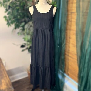 Maxi Vestido J. Jill en Niveles - Negro Gris Rayas - Sin Mangas Calado - Para Mujer XS - Imagen 1 de 11