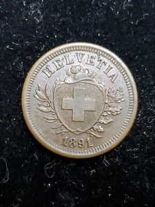 1891 B Switzerland 1 Rappen XF *d28 - Picture 1 of 4