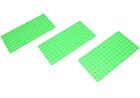 (3) Genuine LEGO Baseplates 8x16 MiniFigure - BRIGHT GREEN Thin - NEW Base Plate