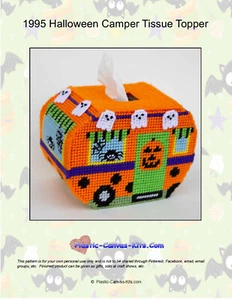 Halloween Camper Tissue Topper- Plastic Canvas Pattern or Kit - Picture 1 of 1