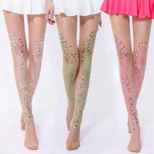 Wome Sheer Pantyhose Glitter Metallic Fish Scale Sequins Print Cosplay Tights - Picture 1 of 10