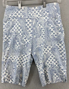 McCulleys Orient Womens Shorts XS Blue White Paisley Bermuda USA MADE - Picture 1 of 11