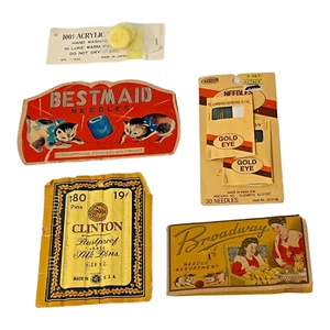 Libro de agujas de ojo dorado estilo tarjeta comercial vintage Bestmaid Cats Broadway Clinton - Imagen 1 de 11