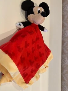 Disney Baby Mickey Mouse Lovey Security Blanket Red Yellow Trim Crinkle Ears - Picture 1 of 6