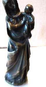 Bronze  Statue Maria mit Jesuskind auf dem Arm 60er Jahre  Frankreich