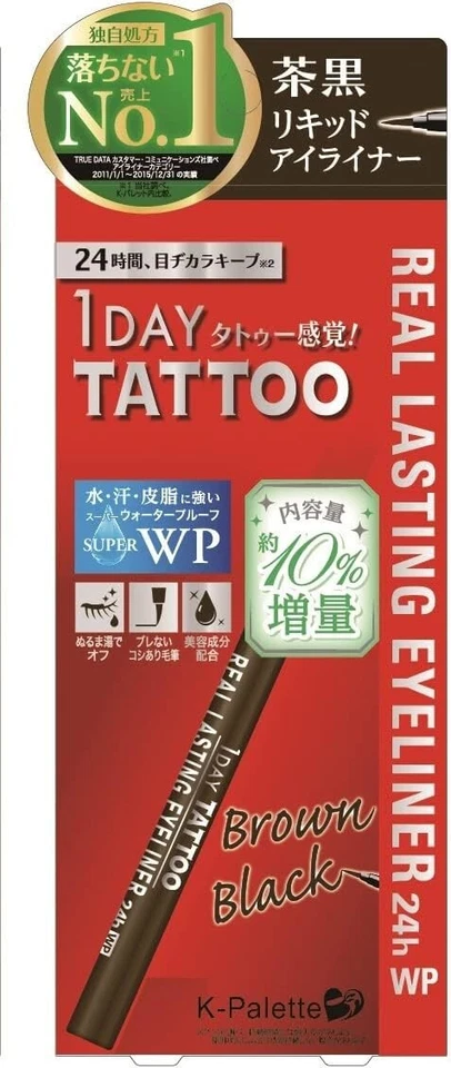 K-paleta 1 Día Tatuaje Real Último Lápiz Delineador de Ojos 24H Marrón Negro 10% Extra Va JP Foto 1 de 1
