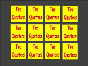 12 Two Quarters VINYL price stickers bulk vending Vendstar other - Picture 1 of 1