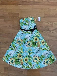 NEW Strapless Cotton Summer Dress Multicolor - Picture 1 of 3