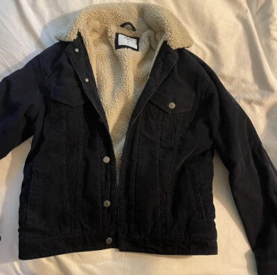 Casaco de veludo azul marinho forrado de pele masculino médio excelente estado jaqueta - Imagem 1 de 4