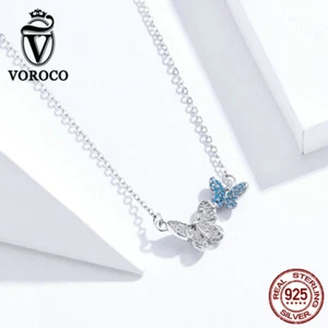 Cadena Collar Mariposa S925 Plata Esterlina Dije CZ Mujeres Joyería Moda - Imagen 1 de 8