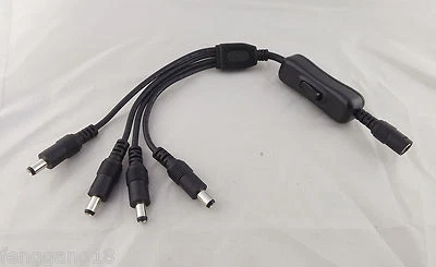 1pcs LED Strips DC Power 5.5x2.1mm 1 Female to 4 Male with Switch Splitter Cable - Image 1 of 4