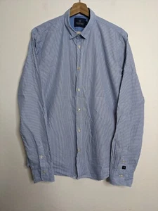 Scotch & Soda Shirt Mens L Large Blue White Striped Slim Business Casual Dress - Picture 1 of 11