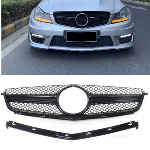 Front Grille Grill ABS Gloss Black For Mercedes-Benz C63 2012-2014 - Picture 1 of 10