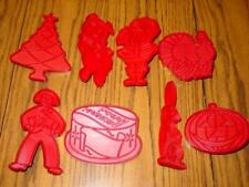 (8) VINTAGE Tupperware Christmas Red COOKIE Cutters - Porky Pig, Santa, Pumpkin