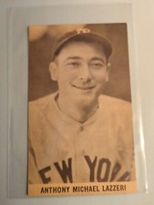 1961  Wrigley Exhibit  Postcard Back Card Tony Lazzeri New York Yankees  