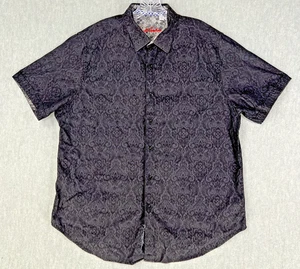 Robert Graham Button-Up Shirt Men's 2XL Black Paisley Classic Fit Short Sleeve - Picture 1 of 16