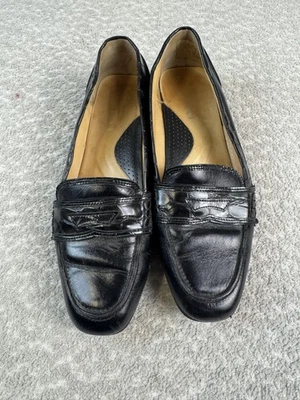 Zapatos Vestucci Mujer Talla 8M Cuero Negro Penny Mocasines Sin Cordones Puntera Cuadrada Foto 1 de 4