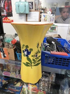 Tiffany & Co. Este Ceramiche Vase 9" Italy Hand Painted Yellow Blue Floral  - Picture 1 of 4