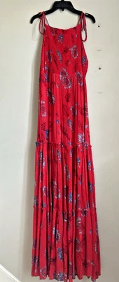 Maxi Vestido Intimately Free People En Niveles Mujer M Rojo Floral Fruncido Jardín Fiesta Foto 1 de 4