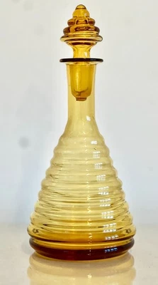 Bottiglia decorativa Art Déco in vetro soffiato giallo, Italia anni'30 - Immagine 1 di 4