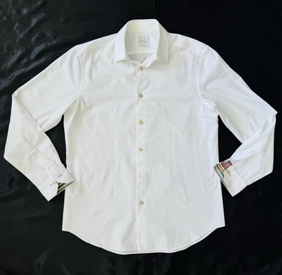 Paul Smith size 16 (41) long sleeve formal shirt white Italy cotton stripes - image 1 of 4