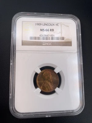 1909 1C Lincoln Wheat Cent NGC MS 66 RB with Toning in New Holder - Image 1 of 4
