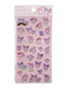 Puffy 3D Sticker Sheet My Melody & Kuromi Sanrio Daiso Japan Hello Kitty Decals - Picture 1 of 1