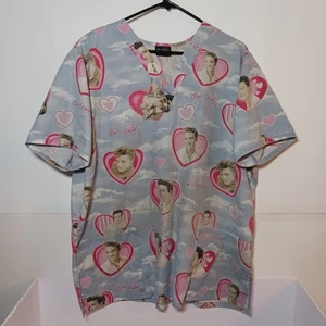 Vintage Elvis Presley Medical Scrub Top Women Sz 2X Love Me Tender - Picture 1 of 5