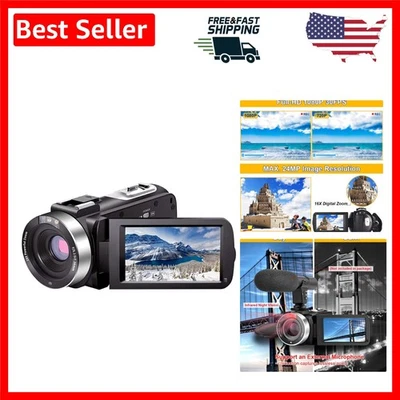 Sturdy 1080P Video Camera with 3" IPS Screen & Night Vision for All Occasions - Image 1 of 4