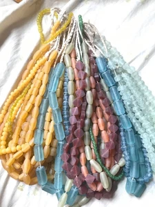 Glass frosted beads LOT, mixed sizes and colours - Picture 1 of 8