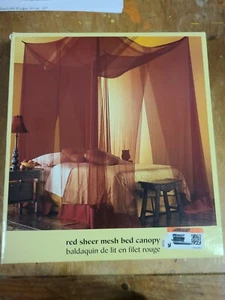 NIB Pier One/1 "Red Sheer Mesh" Bed Canopy - Picture 1 of 7