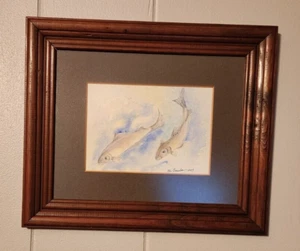8"X10" Vintage Wood Picture Frame+ Original Water Color Painting /Glass- Hanging - Picture 1 of 4