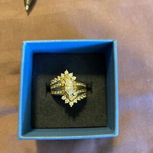 Cubic Zirconium On Gold Plated Sterling Silver Ring Sz 6.