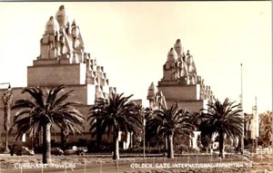 RPPC, San Francisco CA Kalifornien GOLDEN GATE EXPO Elefantentürme 1939 Postkarte - Bild 1 von 2