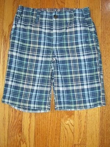 Lands' End Boys Size 12 Blue Plaid Cadet Shorts - Picture 1 of 7