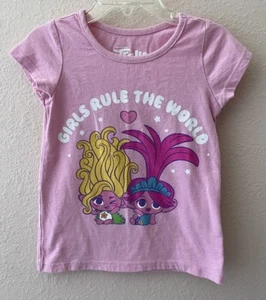 Trolls Poppy & Vida Girls T-Shirt-Size 3/4-Pink - Picture 1 of 3