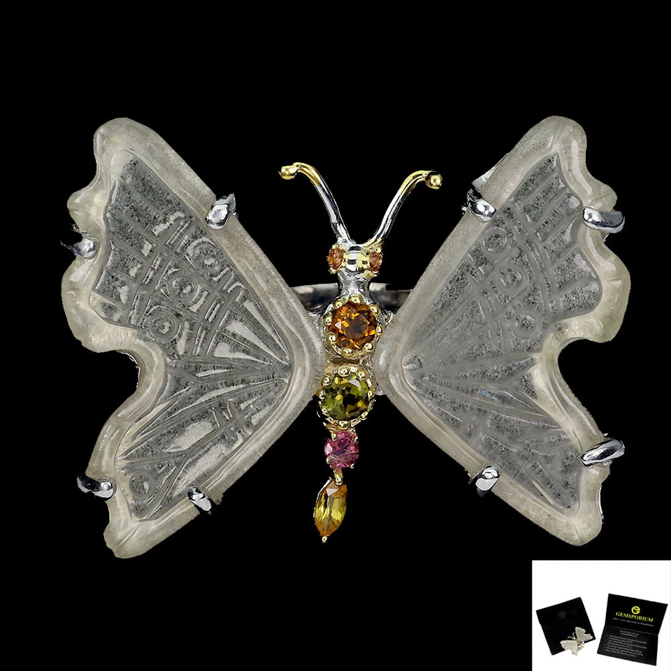 Anillo de plata de ley 925 tallado en cuarzo limón hecho a mano joyas de piedras preciosas talla 8 Foto 1 de 4